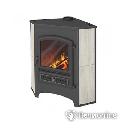 Печь-камин Этна (БКД) угловой беж. 9 кВт (150 кв.м) в Лысьве