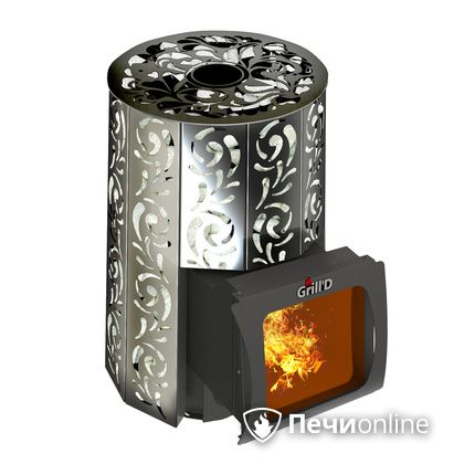 Дровяная печь-каменка GrillD Violet window short Max Жадеит 80 в Лысьве
