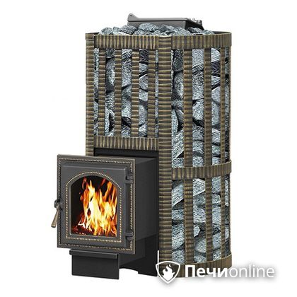 Дровяная банная печь Везувий Ураган Ковка 22 (270) с закрытой каменкой чугун в Лысьве